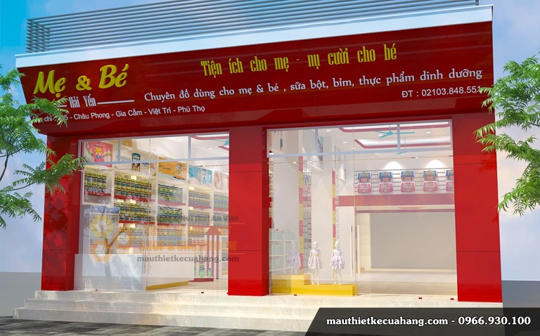 Thiết kế shop quần áo trẻ em hiện đại 150m2 Việt Trì Phú Thọ