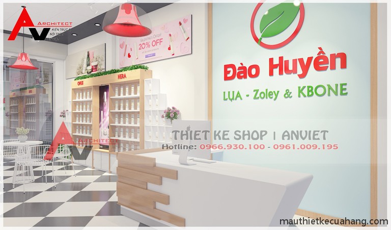 Thiết kế cửa hàng bán mỹ phẩm nhỏ 30m2 tại Phú Thọ