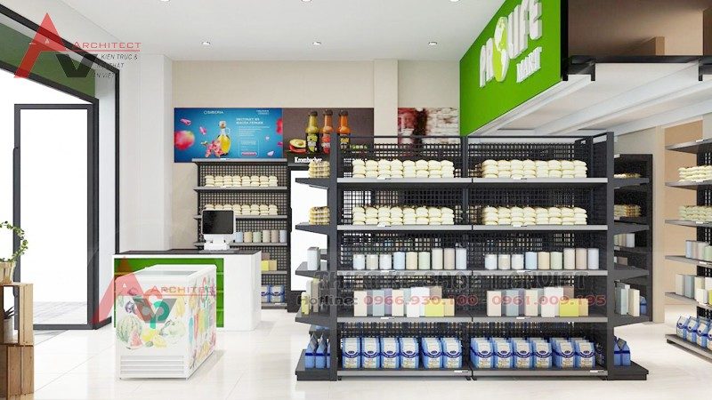 Thiết kế siêu thị mini tiện nghi hiện đại 60m2 tại Hà Nội
