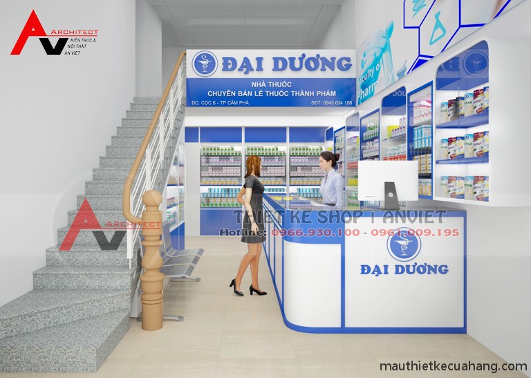 Thiết kế cửa hàng thuốc tây đạt chuẩn GPP 45m2 tại Quảng Ninh