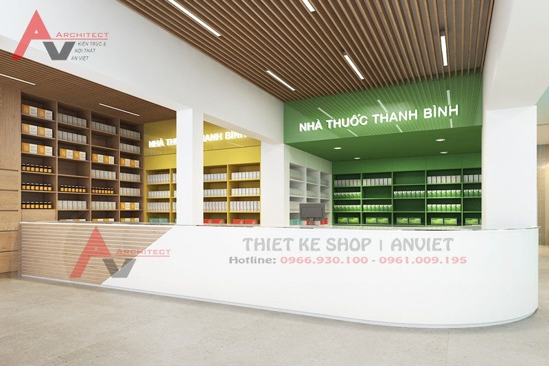 Thiết kế nội thất nhà thuốc hiện đại 100m2 ở Thanh Hóa