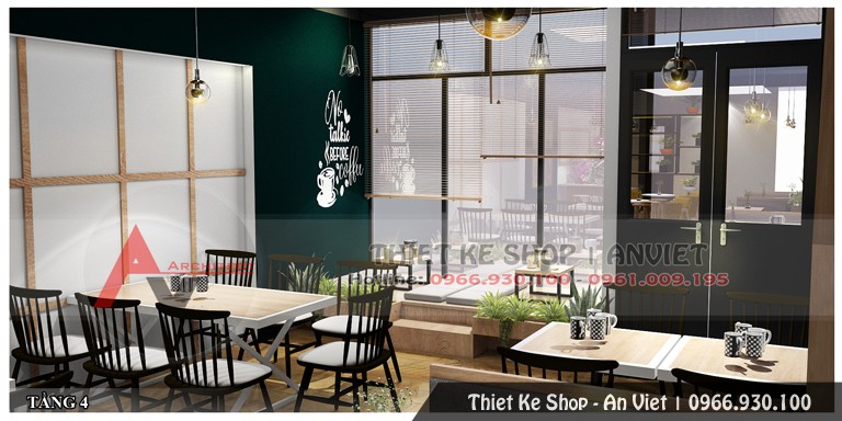 Thiết kế hoàn thiện nội thất quán cafe 200m2 tại Hòa Bình