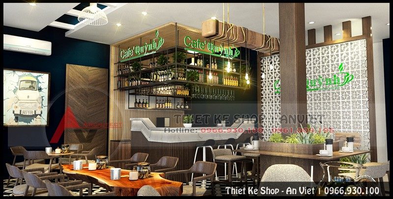 Thiết kế quán cafe hiện đại đẹp mê ly 240m2 tại Hải Dương