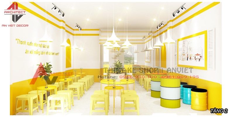 Thiết kế nội thất cửa hàng Trà Chanh TLove NKT 360m2 HN