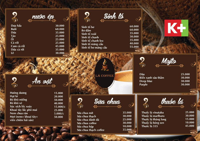 5 Kiểu thiết kế menu cho quán cafe ĐẸP BẮT MẮT - MENU LOẠI 1 TỜ 