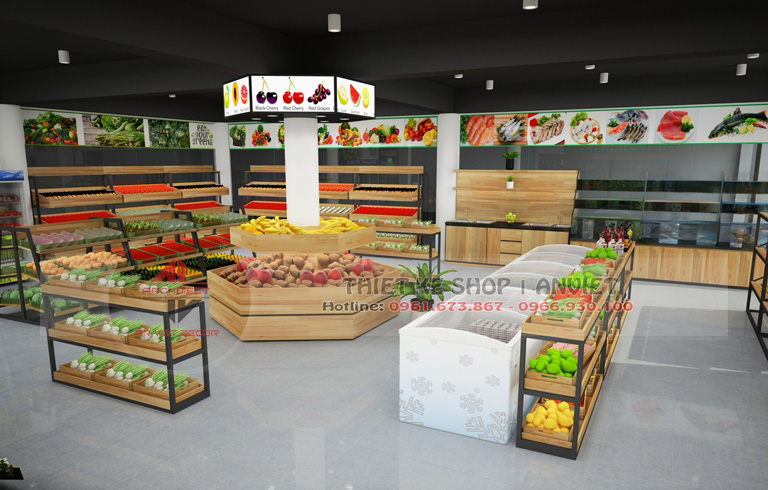 Mẫu thiết kế siêu thị mini bán thực phẩm sạch 60m2 tại Hà Nội 2
