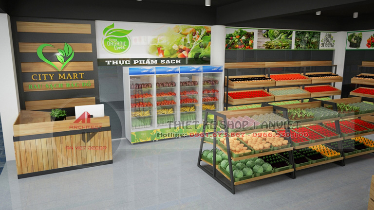 Mẫu thiết kế siêu thị mini bán thực phẩm sạch 60m2 tại Hà Nội 5