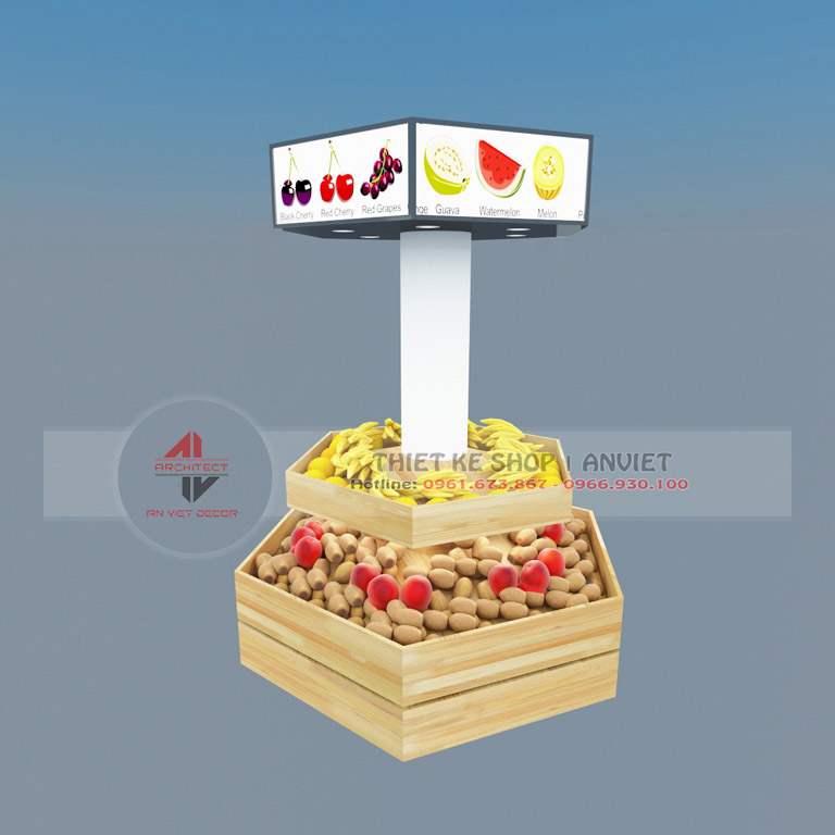 Mẫu thiết kế siêu thị mini bán thực phẩm sạch 60m2 tại Hà Nội - kệ trưng bày