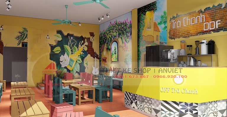 Thiết kế quán trà chanh kiểu bao cấp cực hút giới trẻ tại Quảng Ninh 1