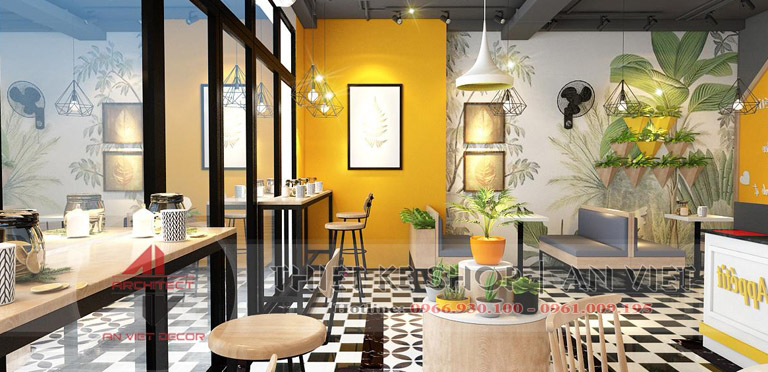 Trang trí nội thất quán cafe 60m tại Hà nội