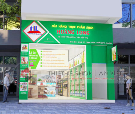 Thiết kế cửa hàng thực phẩm sạch Hoàng Long 40m2 ở Hà Nội