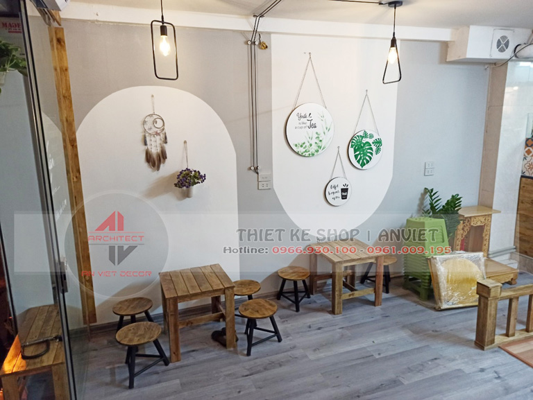 Thiết kế thi công quán trà chanh nhỏ đẹp 40m2 tại Hà Nội