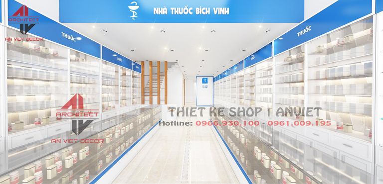 Mẫu thiết kế nhà thuốc Bích Vinh 60m ở Thái Nguyên