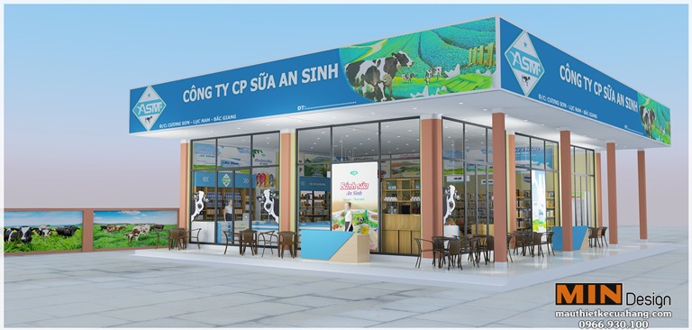 Thiết kế siêu thị sữa ASM An Sinh 120m2 ở Bắc Giang